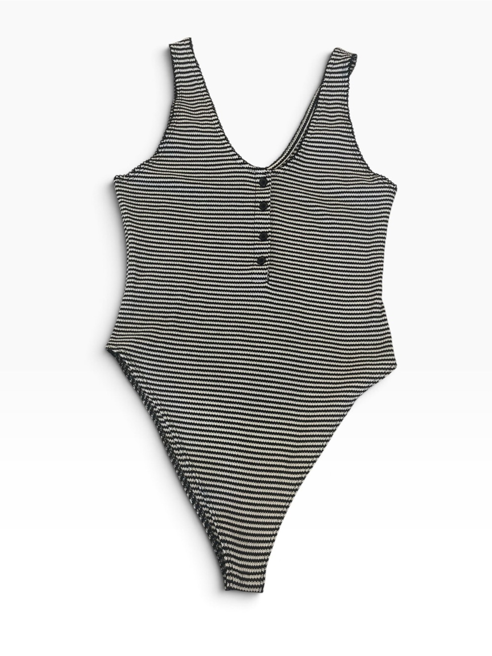 🖤 Wild Fable Black & White Striped Bodysuit Size L Y2K Henley